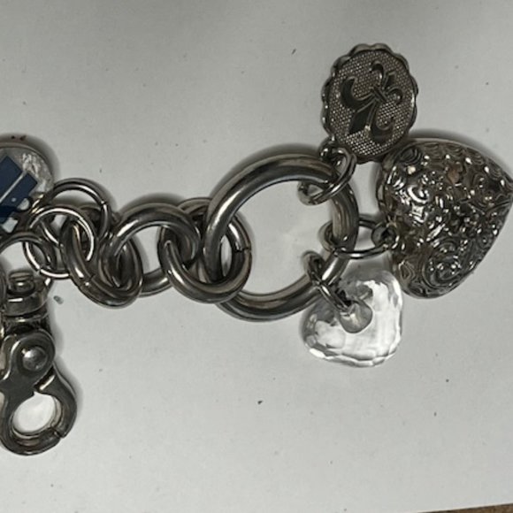 VTG Collectable Puffed Heart Key Ring Chain Charms Claw Clasp - Signed Kathy 6" - Picture 9 of 13